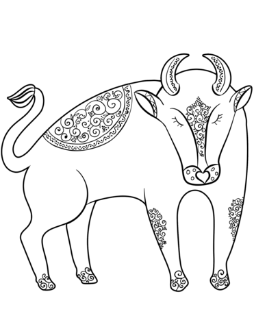 Taurus Zodiac Sign Coloring Page